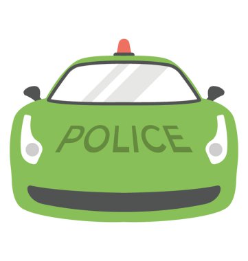 Polis araba vektör simge düz tasarım 
