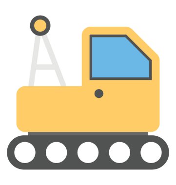 Beton buldozer vektör simge düz tasarım 
