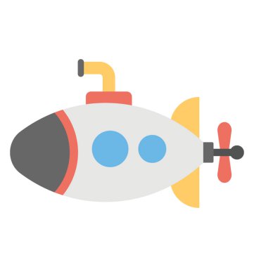 Bir çizgi film denizaltı vektör simgesi düz tasarım 