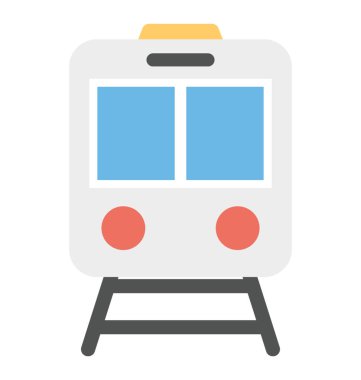 Metro treni yolda, düz tasarım vektör simgesi 