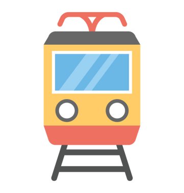 Tramvay tren vektör simge düz tasarım 