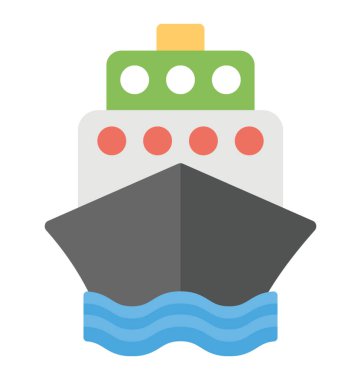 Cruise gemi vektör simge düz tasarım 