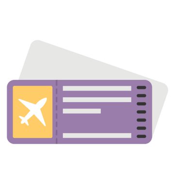 Hava bilet vektör simge düz tasarım 