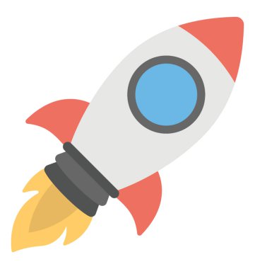 Çizgi film roket vektör simge düz tasarım 