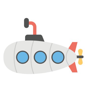 Bir çizgi film denizaltı vektör simgesi düz tasarım 