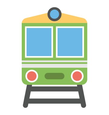 Tren. Bir retro tren vektör simgesi düz tasarım 