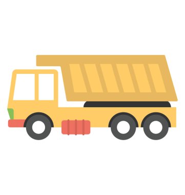 Damperli kamyon vektör simge düz tasarım 