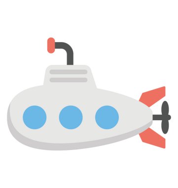 Bir çizgi film denizaltı vektör simgesi düz tasarım 