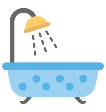 Bir ekli Duşlu küvet düz simgesi