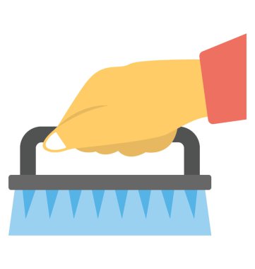 Bir el ile bir temizleme fırçası ovma düz simgesi