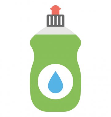 Bir tek bulaşık temizlik şişe düz simgesi