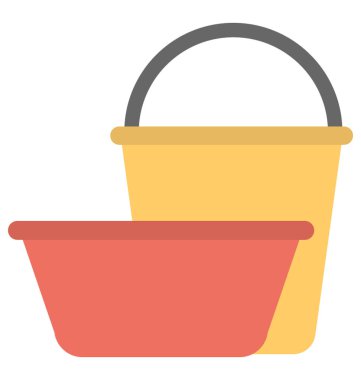 Bir kova ve bir küvet düz simgesi araya yerleştirilen 