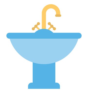 Düz simgesi mavi çamaşır lavabo