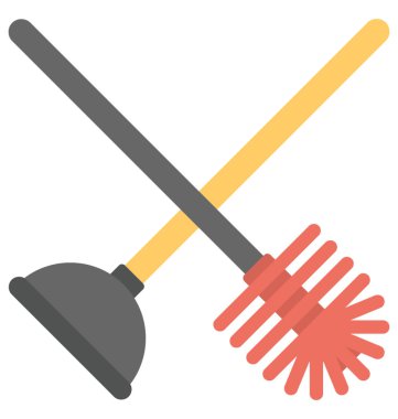 Bir dalgıç ve bir tuvalet temizleyici düz simgesi 