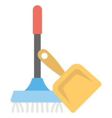 Bir süpürge ve faraş bir düz simgesi