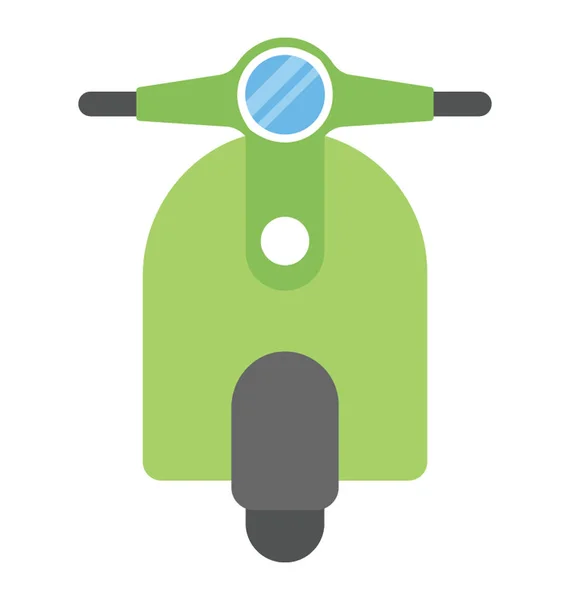 Een Groen Gekleurde Vespa Motor Scooter Vector Pictogram Platte Ontwerp — Stockvector