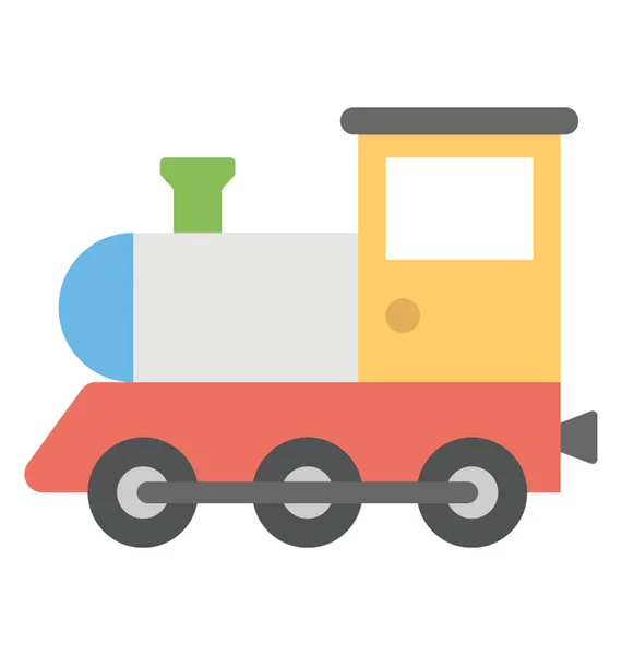 Steam Engine Cartoon Retro Train Train Engine Vector Icon Flat — Stock Vector