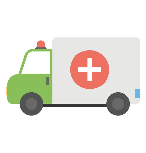 Ambulans Vektor Ikonen Platt Design — Stock vektor