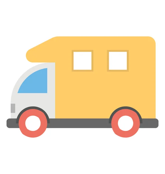 Icono Vector Campervan Diseño Plano — Vector de stock