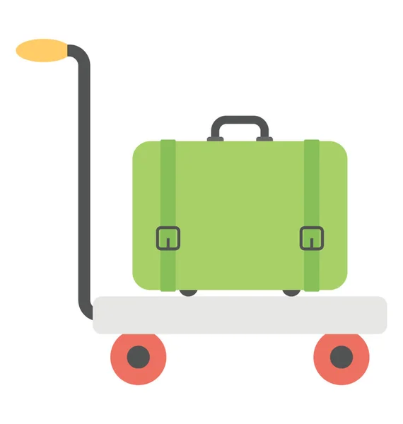 Gepäckwagen Koffer Auf Einkaufswagen Vektorsymbol Flachen Design — Stockvektor