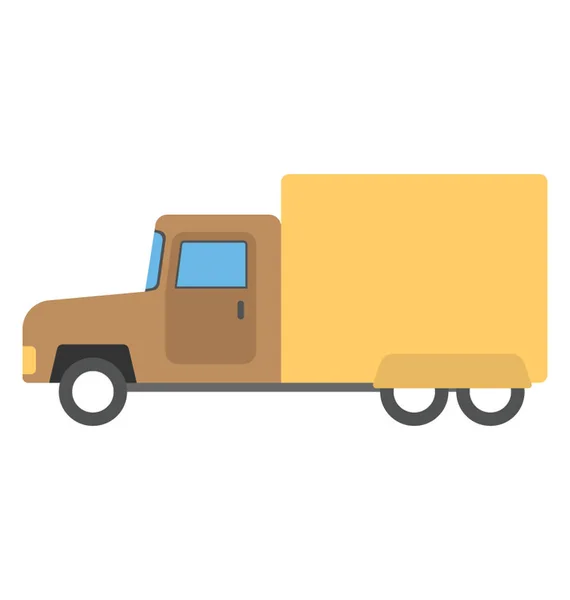 带盒容器的半卡车 平面设计中的矢量图标 — 图库矢量图片