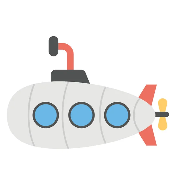 Cartoon Submarine Vector Icon Flat Design — Stock Vector
