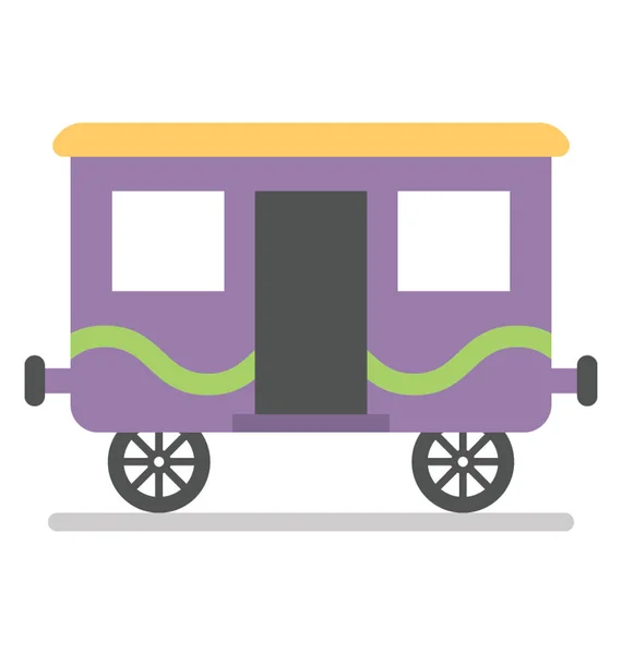 Railway Wagon Vector Icon Flat Design — Stock Vector