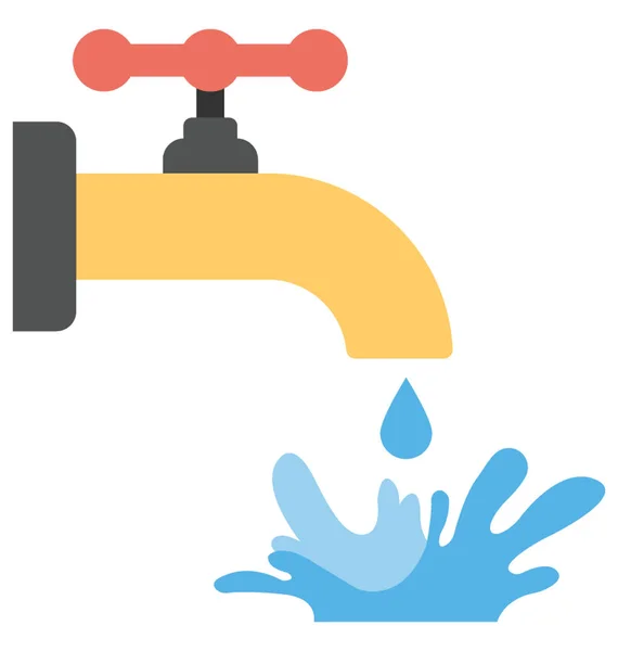 Flat Icon Tap Dripping Water — Stock Vector