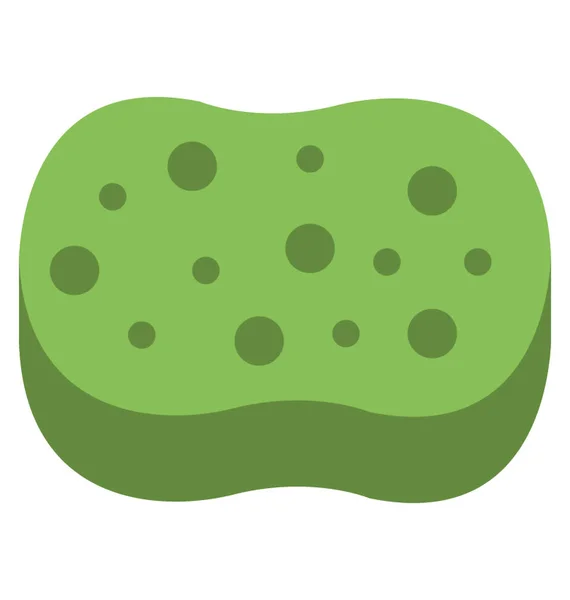 Flat Icon Cleaning Green Sponge Pores — Stock Vector