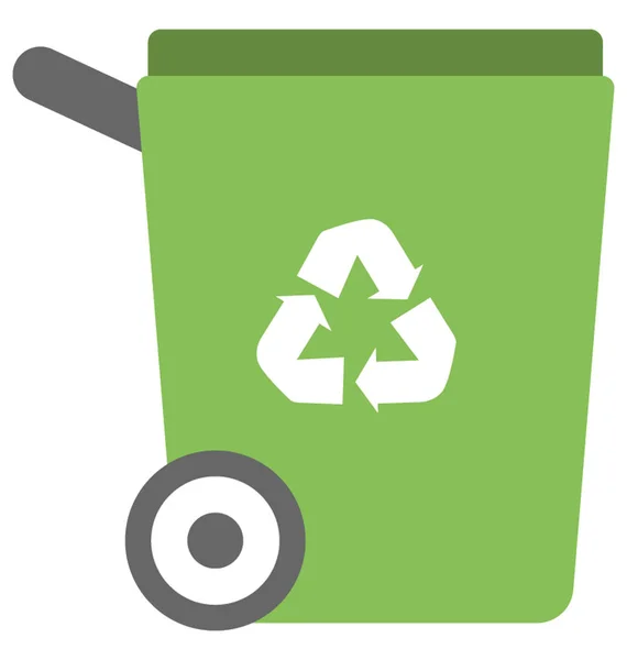 Icono Plano Bote Basura Con Icono Reciclaje — Vector de stock