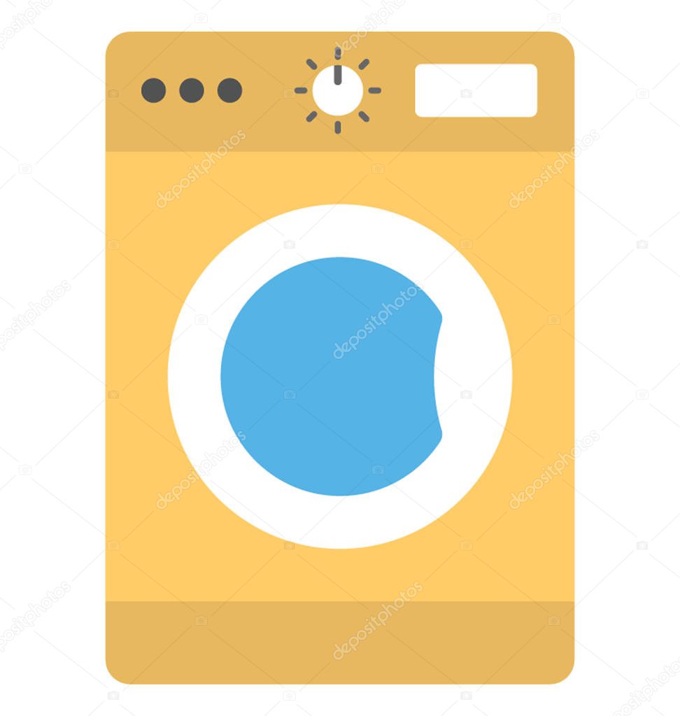 Flat icon of a washing machine 
