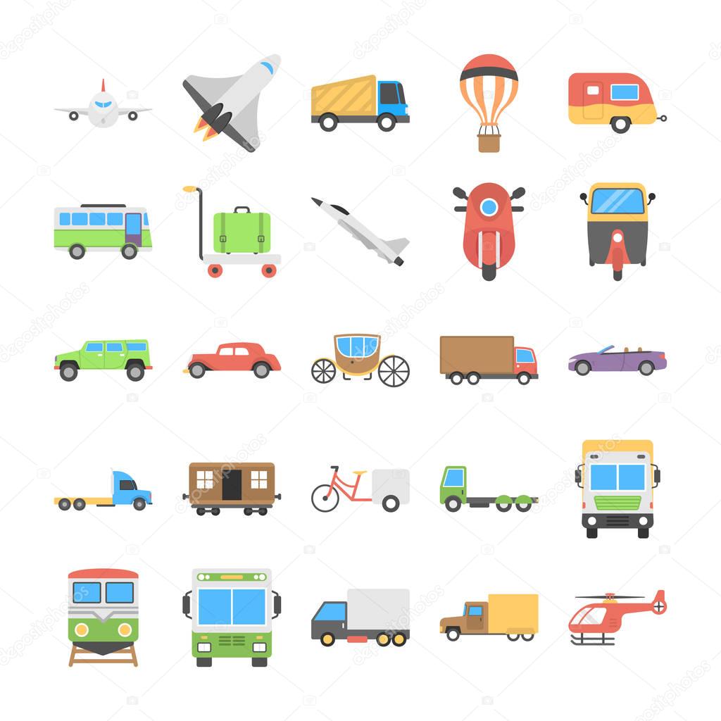 Flat Icons Set of Transport