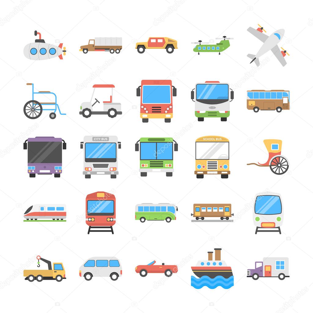 Transport Flat Icons Pack