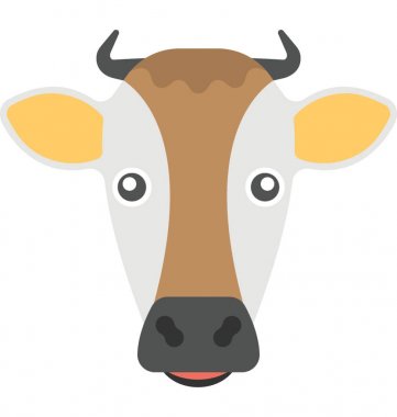 Bir yüz bir inek düz simgesi 