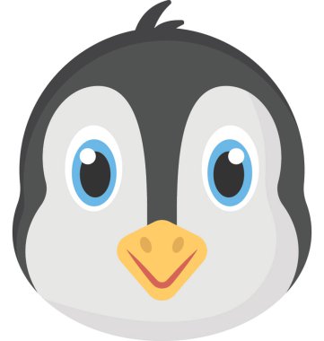 Yüz bir bebek penguen düz simgesi 