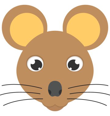 Şirin bir kahverengi fare yüz düz simgesi 