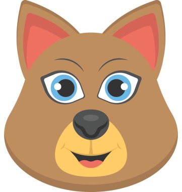 Akıllı kahverengi kedi yüz düz simgesi 