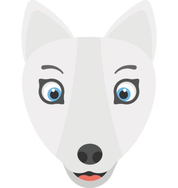 Beyaz tilki yüz düz simgesi 
