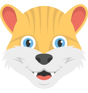 Bir animasyonlu bebek kaplan yüz düz simgesi 