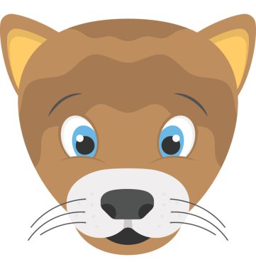 Bir animasyonlu bebek aslan yüz düz simgesi