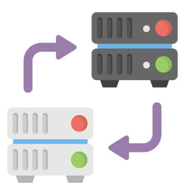 Sunucu veritabanı yedekleme ve geri yükleme, düz vektör simgesi 