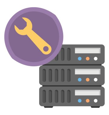 Sunucu bakım, düz vektör simgesi 