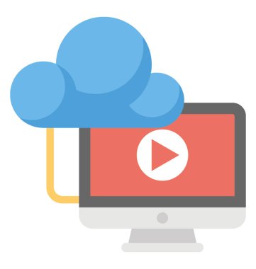 Bulut bilgi işlem Multimedya kavramı vektör simge düz tasarım 