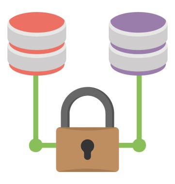 SQL server güvenlik kavramı, düz vektör simgesi                      