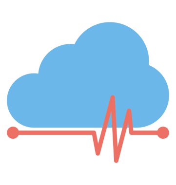 Özel bulut kavramı, yaşam çizgisi üzerinde bulut, düz vektör simge bilgisayar 