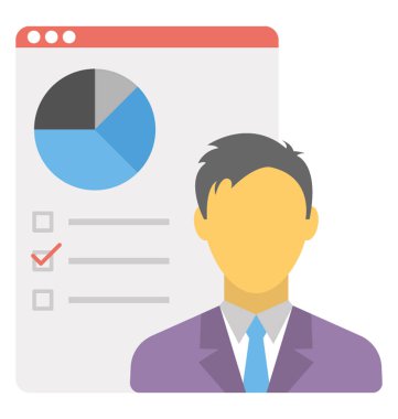 Web sitesi veri analisti, düz vektör simgesi 