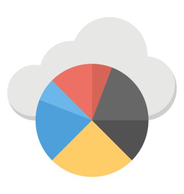 Renkli pasta grafiği bulut, düz vektör simgesi olan 