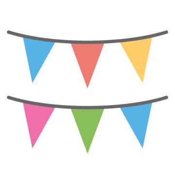 Konfeti iplerde bağlı düz simgesi