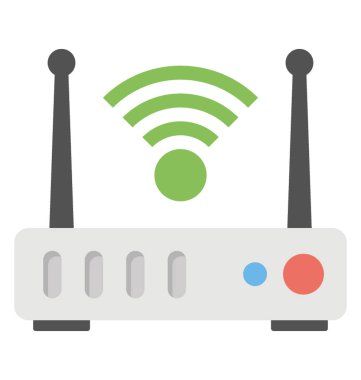Kablosuz yönlendirici wifi sinyalleri, düz vektör simgesi ile 