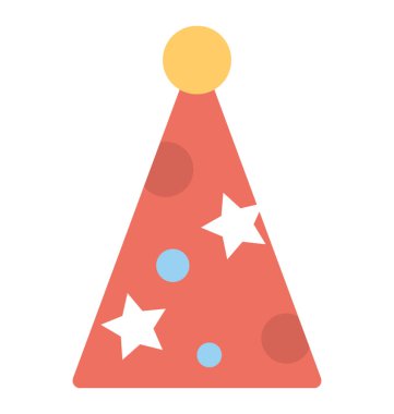 Düz simgesi kırmızı doğum günü şapkası 